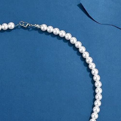 Cream Loose Choker 10mm Faux Pearl Necklace – 16inch (40cm) with silver fittings