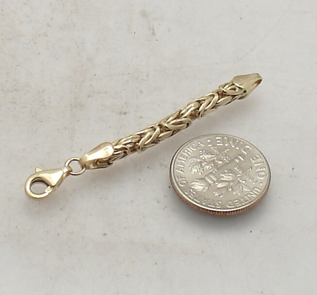 Round Byzantine Extender for Bracelet Chain Necklace Real 14K Yellow Gold