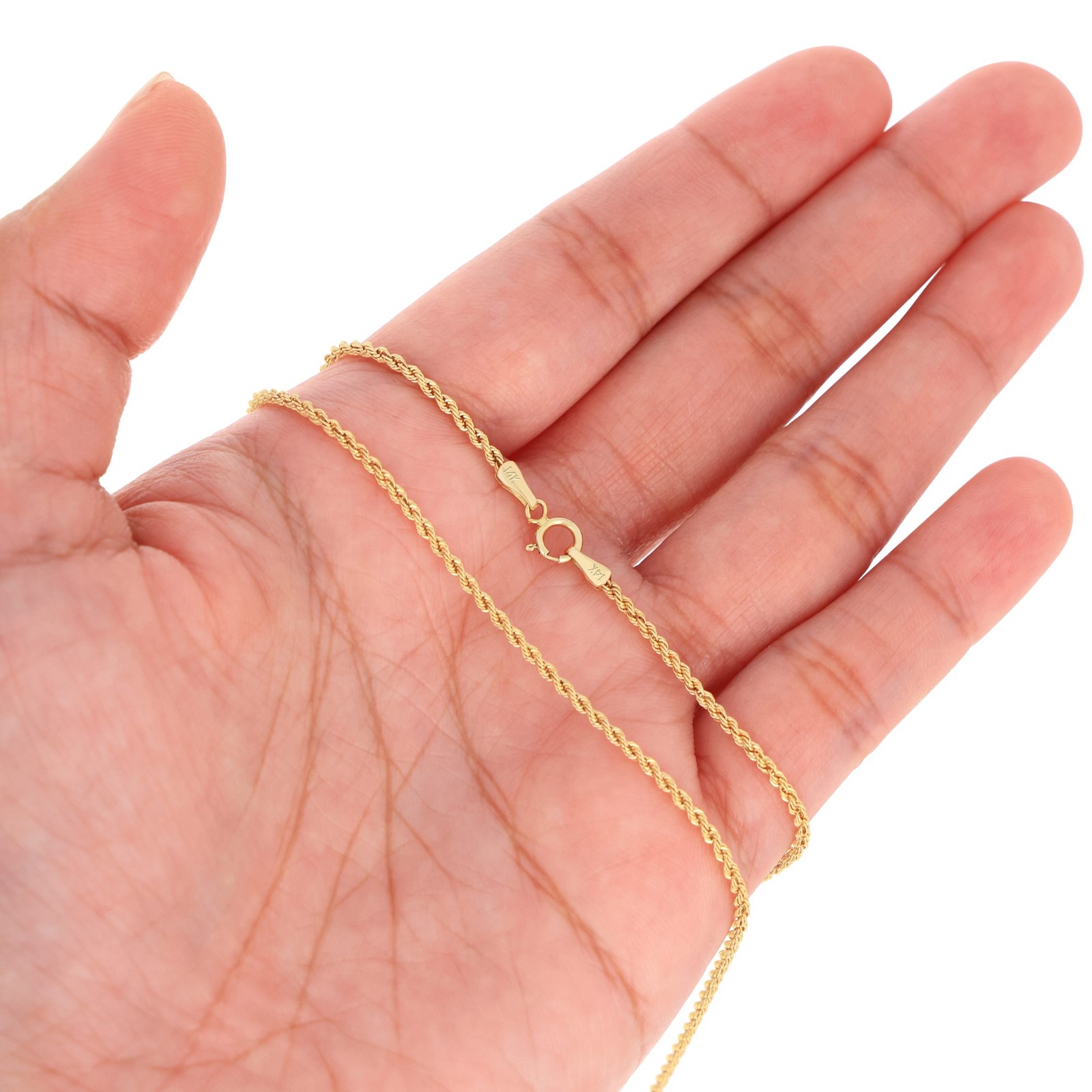 14K Yellow Gold 1mm-5mm D/C Rope Chain Link Necklace Bracelet Mens Women 7″- 30″
