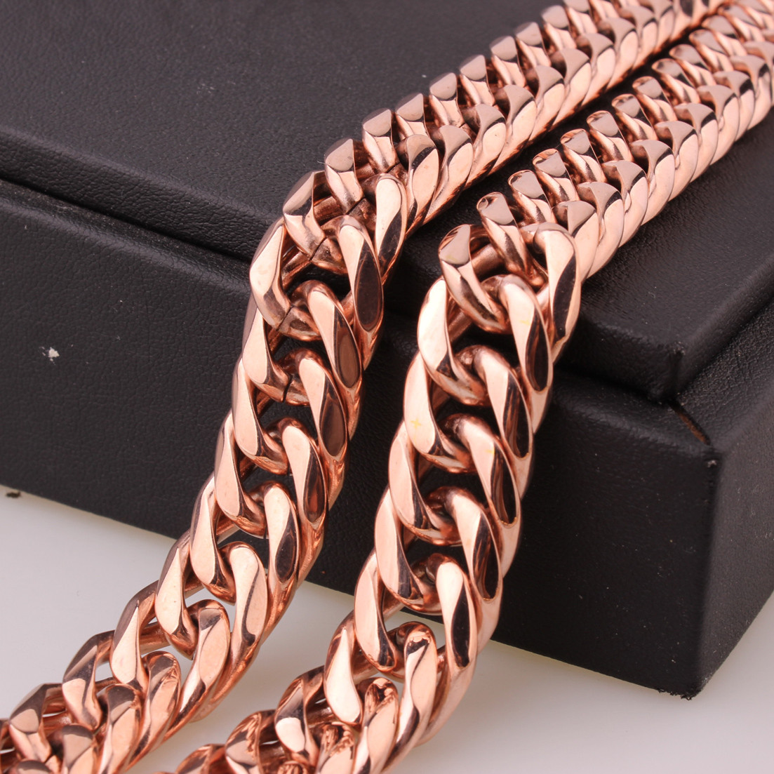 9/11/13/16mm Heavy Stainless Steel Rose Gold Mens Curb Chain Necklace Bracelet