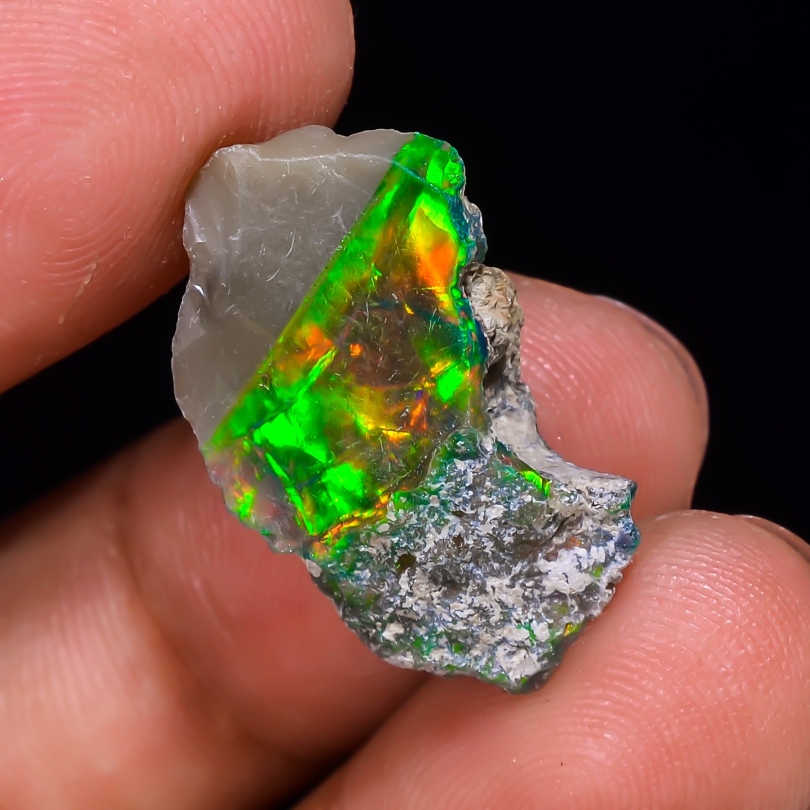7 ct Natural Black Opal Rough Ethiopian, Fire Opal Gemstone, 22×13 MM Welo Opal