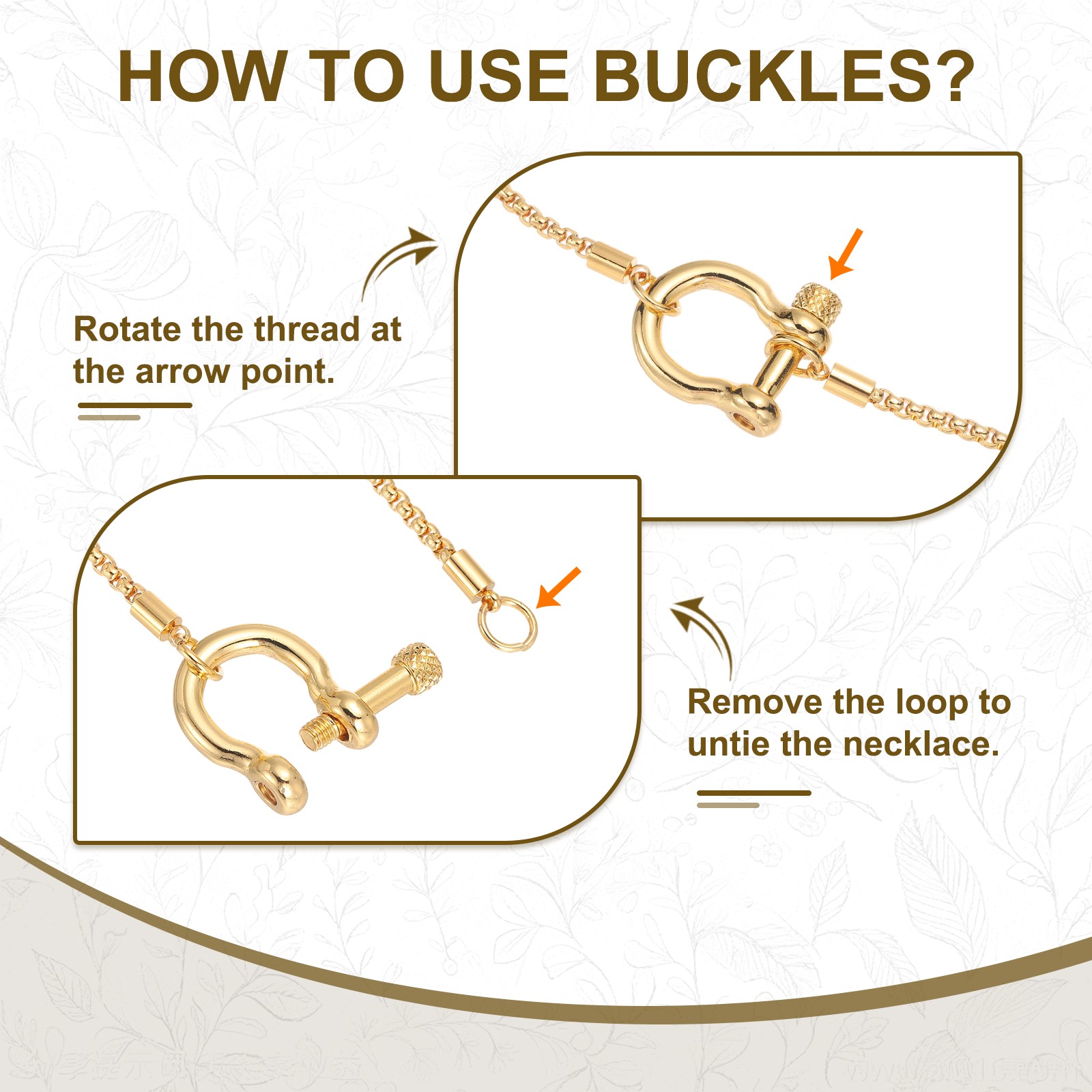 Gold Lock Necklace Screw Anchor Shackle with Gold Foxtail Chain 17.7″