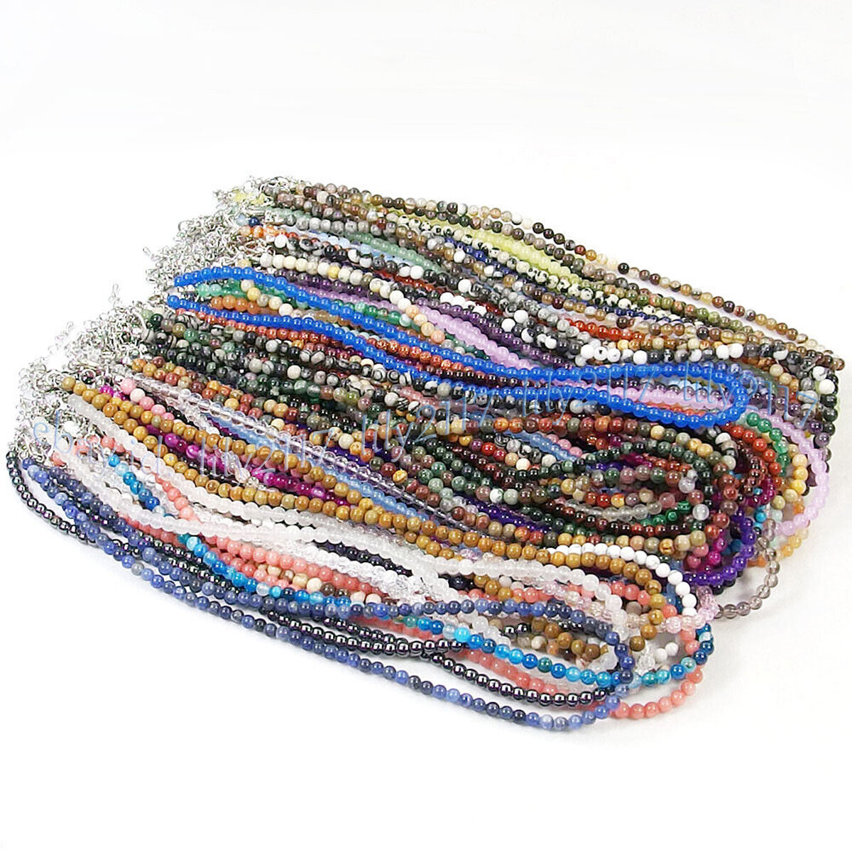Fashion Jewelry 6mm Natural Multicolor Gemstone Jade Round Beads Necklace 18-36″