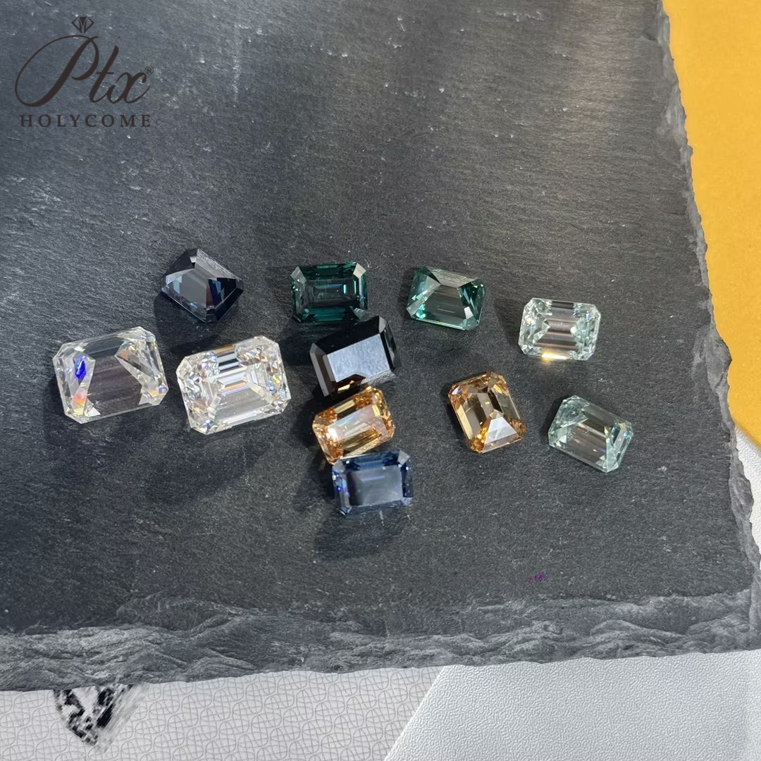 Brilliant Emerald Cut 0.2-10ct D Moissanite Loose Multiple Color VVS1 Gemstones