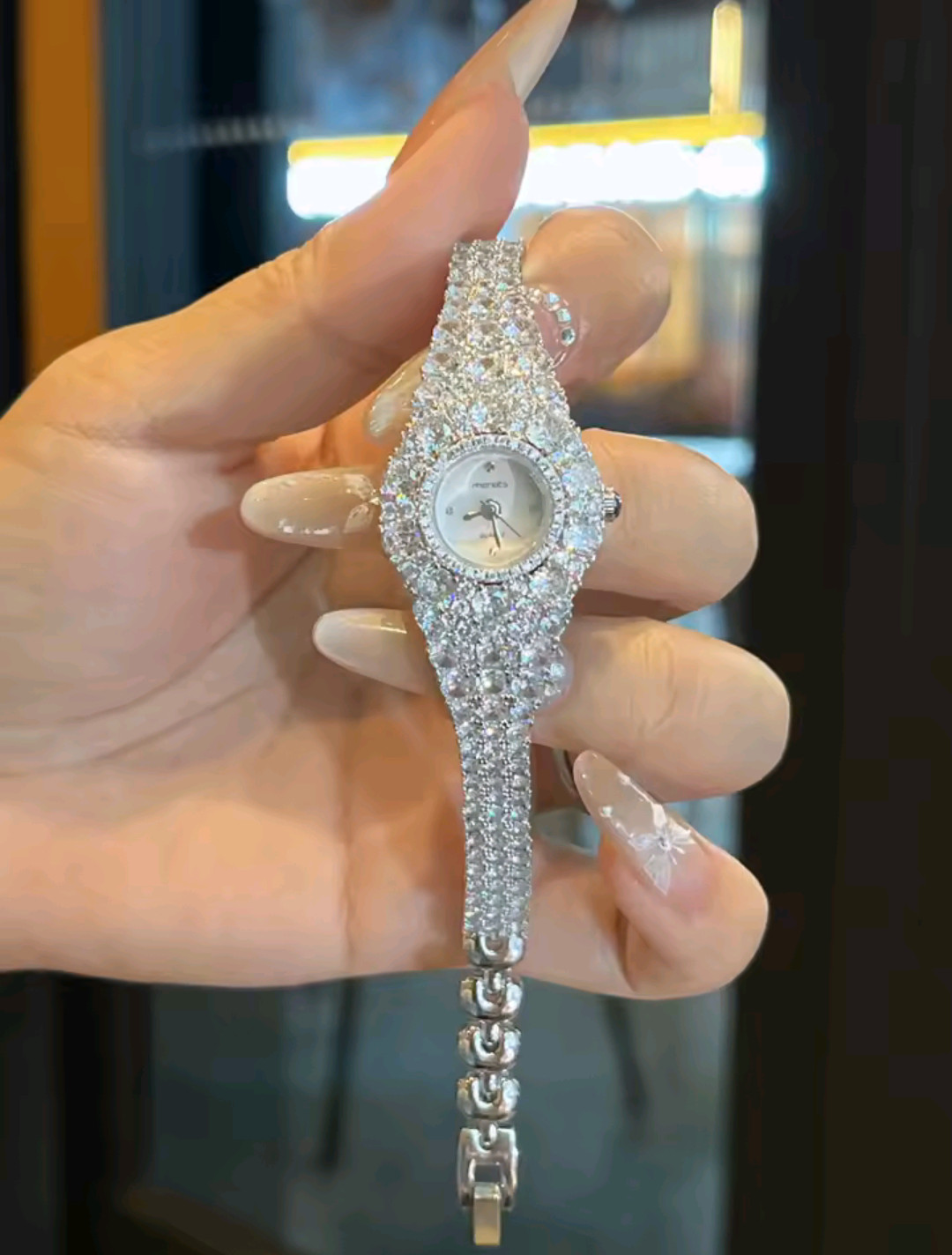 Beautiful Elegant Full Zircon White Luxury Watch for Women Bling Bling