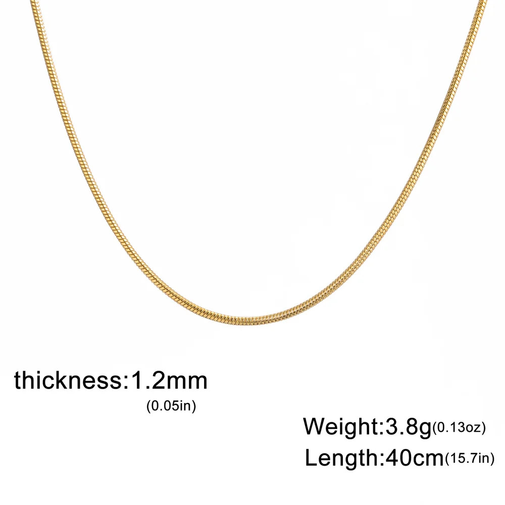 Snake Chain Necklace Stainless Steel 0.9mm 1.2mm 2mm 40-60cm Women Jewelry