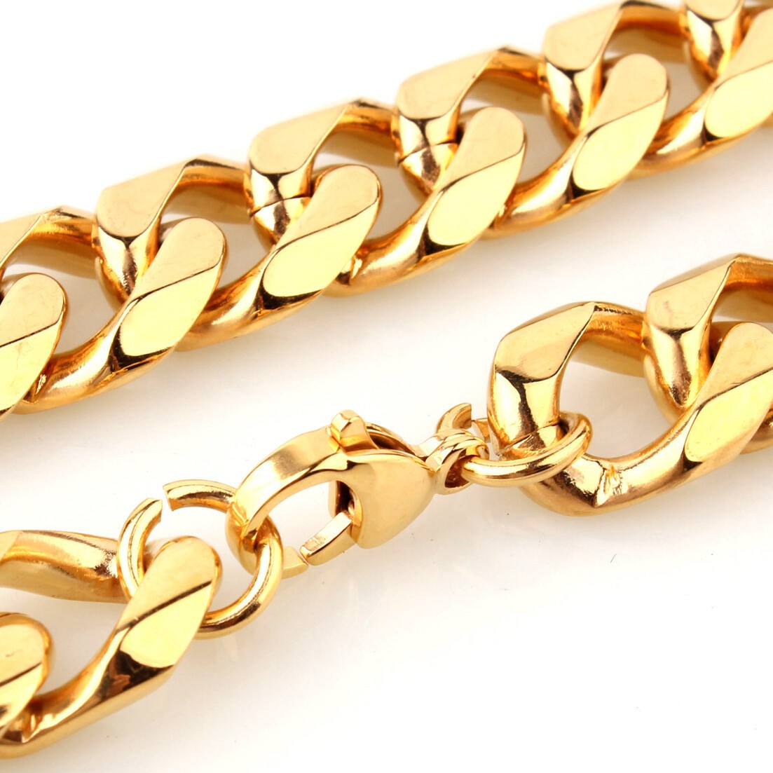 10/12/15/17mm MEN Chain Stainless Steel Link Cuban Curb Necklace Bracelet Jewelr