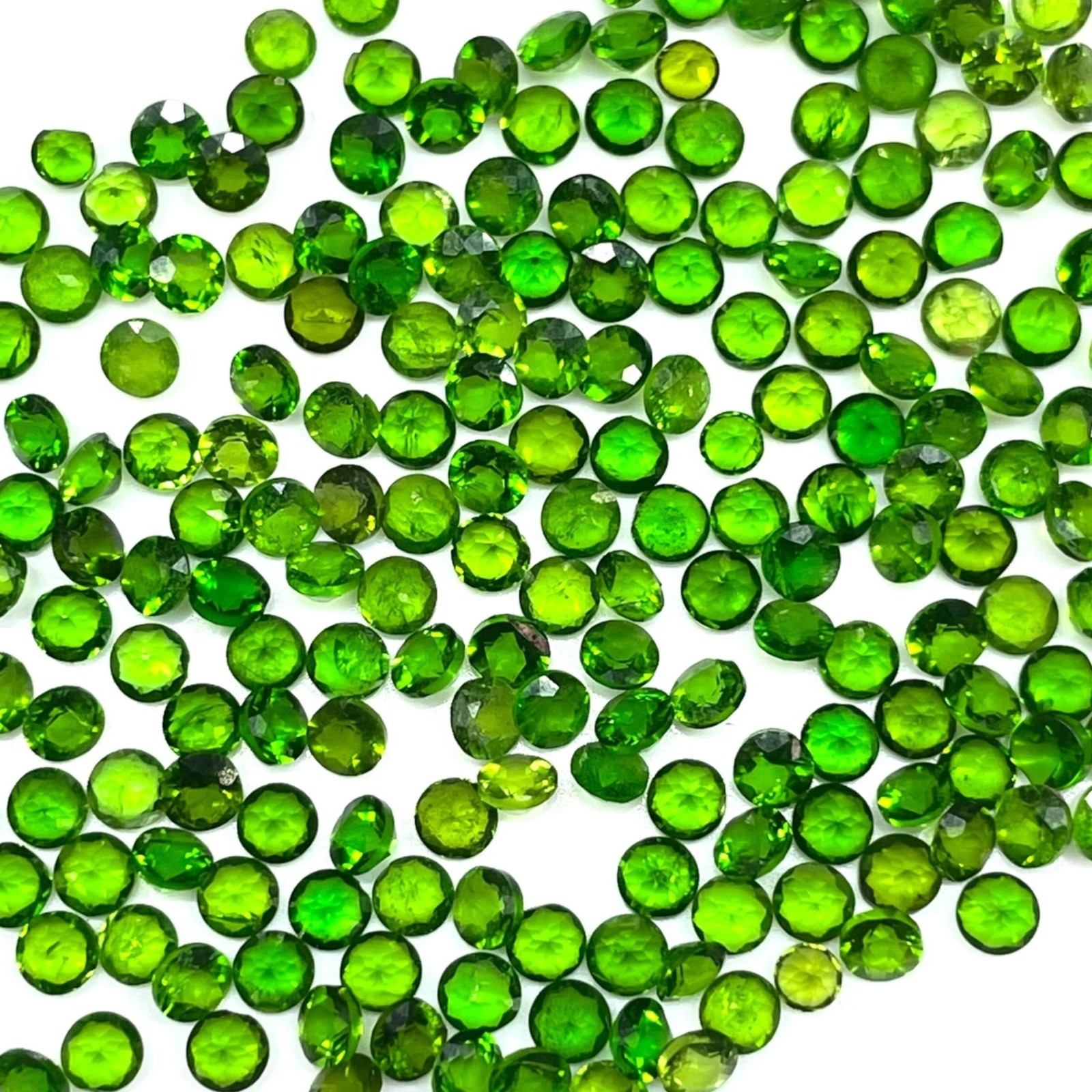 50 Pcs Natural Chrome Diopside 3mm Round Cut Vivid Green Loose Gemstones Lot