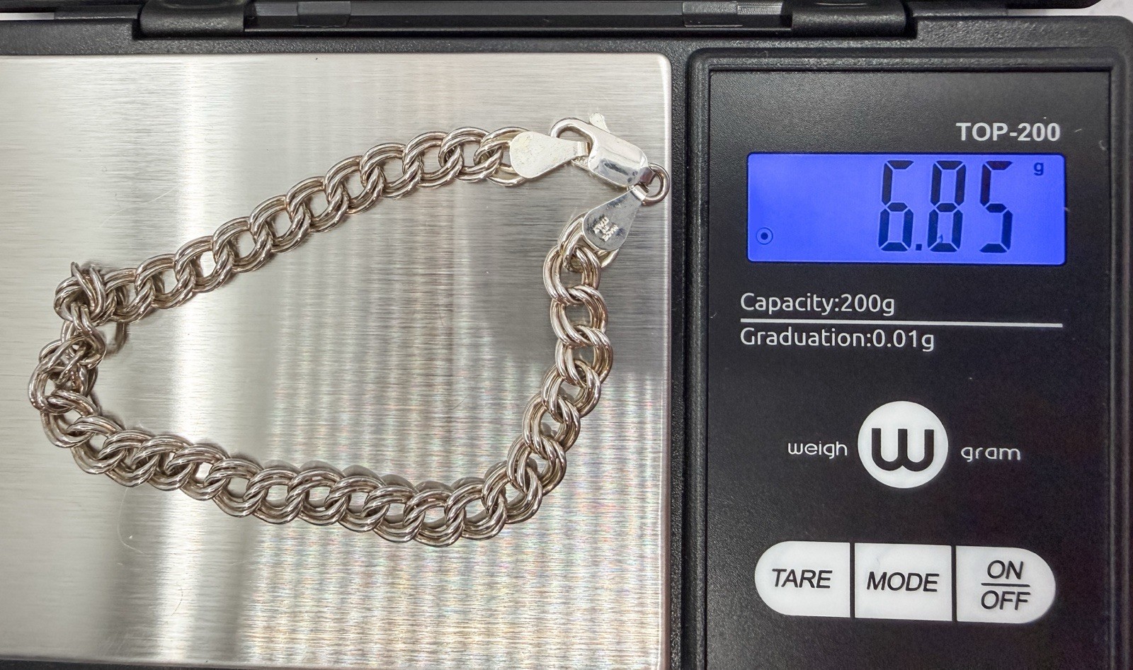 925 Italian Sterling Silver Double Curb Link Chain Bracelet 7” 5.5mm 6.85g Gift