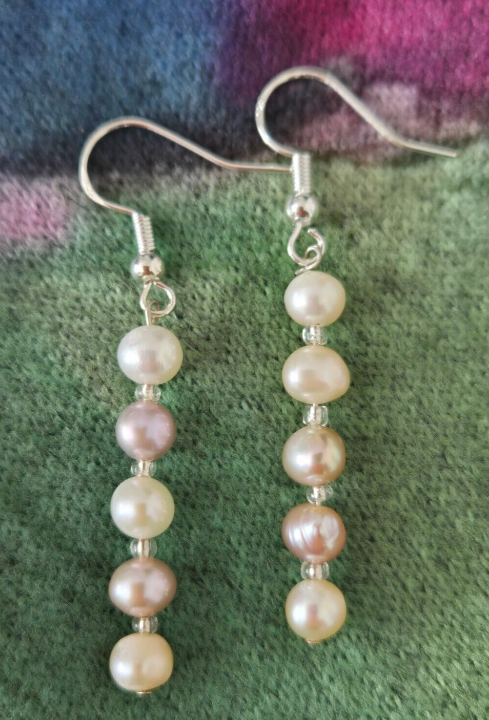 Handmade in USA – NEW! Multi colors Freshwater Pearl earrings – Free Shipping