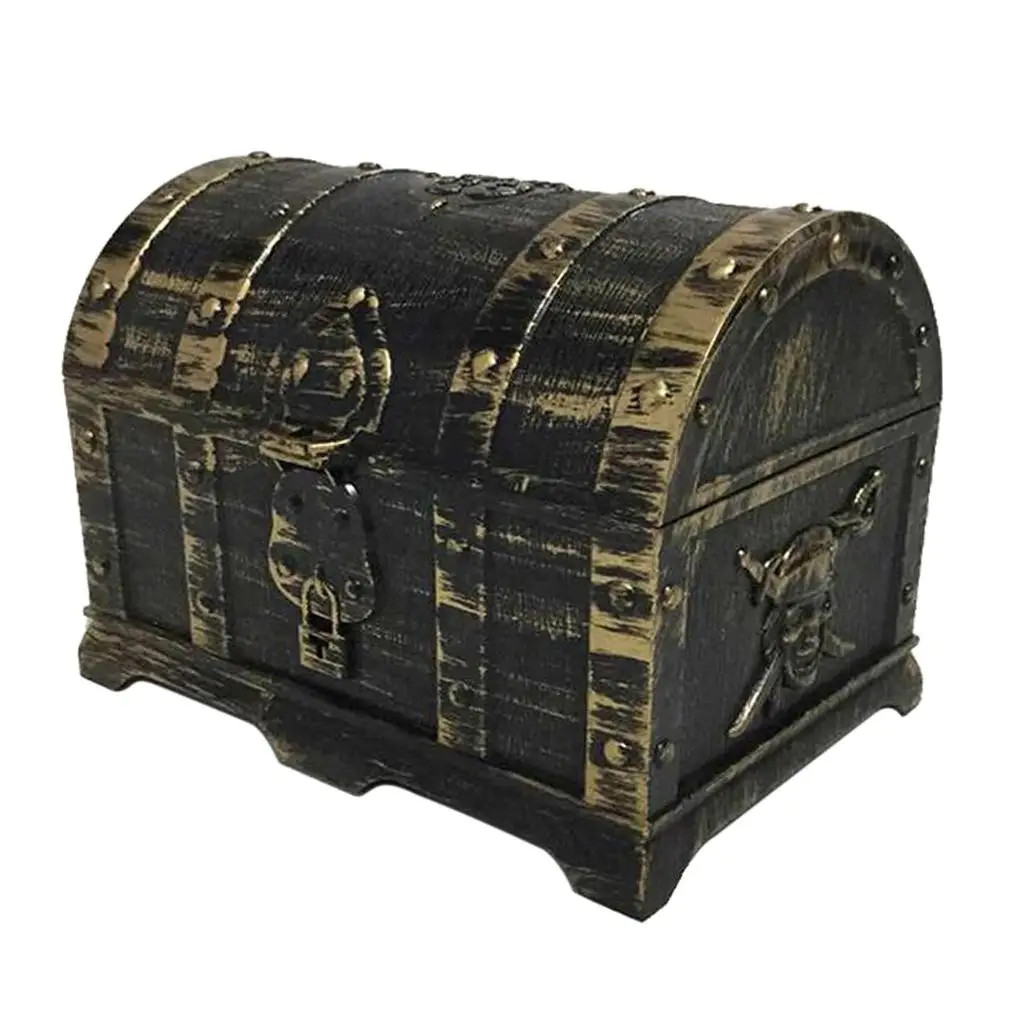 17”x15”x11 Wood Pirate’s Treasure Chest Nautical Jewelry Box, Includes Lock