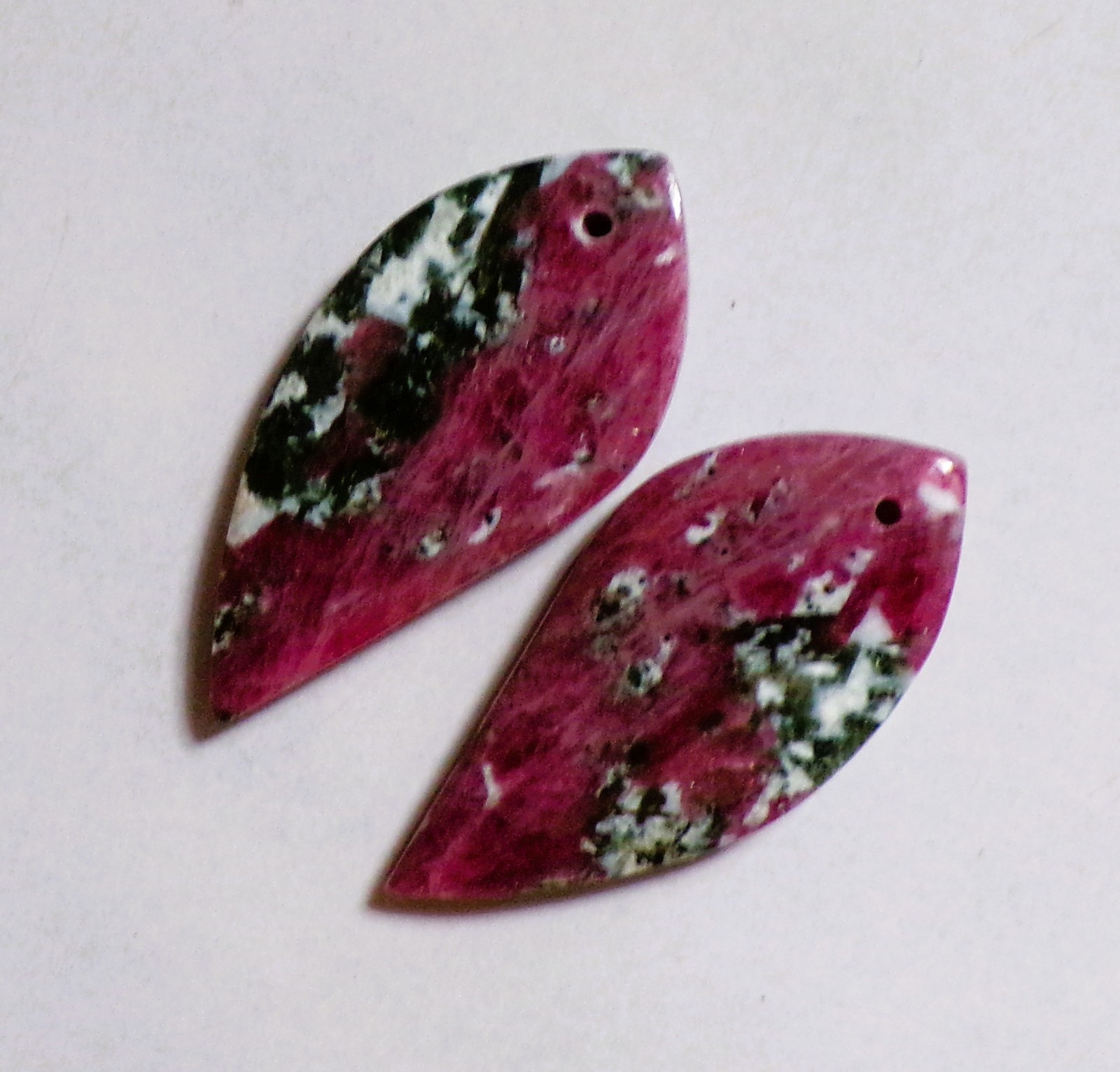 44.35 Cts Natural Ruby Zoisite Drilled Cabochon Match Pair Gemstone 35X16MM D98