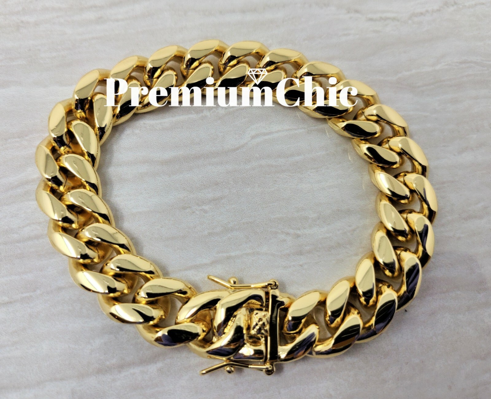 Mens Miami Cuban Link Chain HEAVY 18k or 14k Gold Plated Stainless Steel