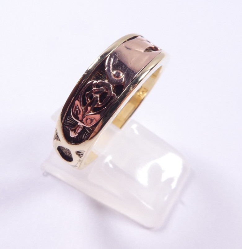 Gold ring 9 carat yellow and rose gold Clogau Welsh gold Size U