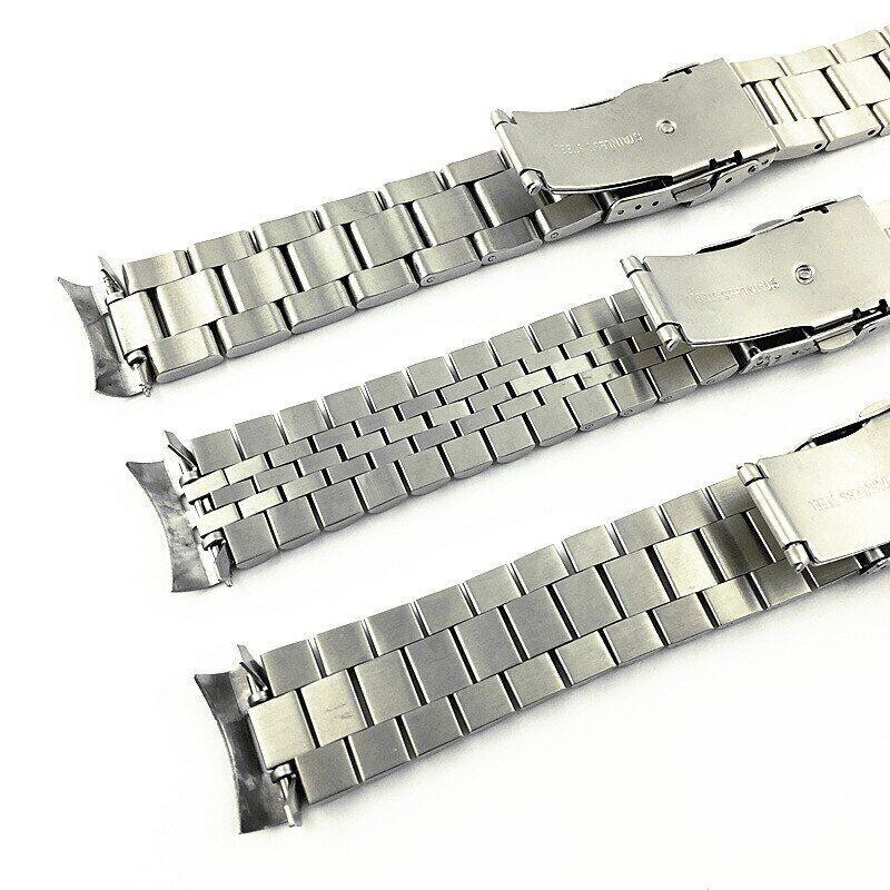 18 19 20 21 22 23-30 mm Metal Strap Watch Band Stainless Steel Curved Ends