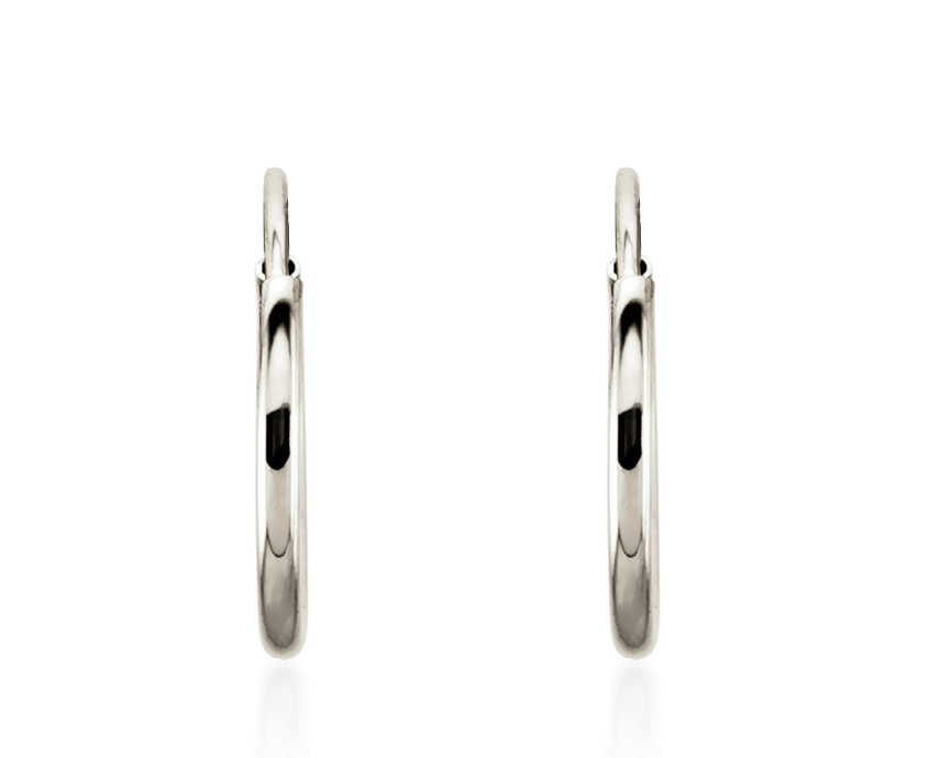 14K White Gold Endless Hoop Earrings 1mm Slender Hoops 10mm 12mm 15mm 20mm 24mm