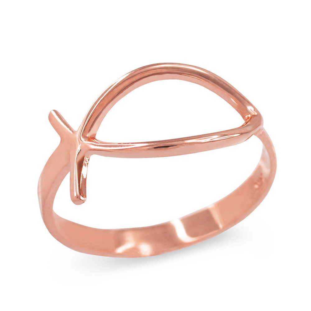 Gold Christian Ichthus Ring (Available in Yellow/Rose/White Gold)