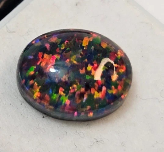 Australian Black Fire Opal 10+ Ct Oval Cabochon Natural Loose Certified Gemstone