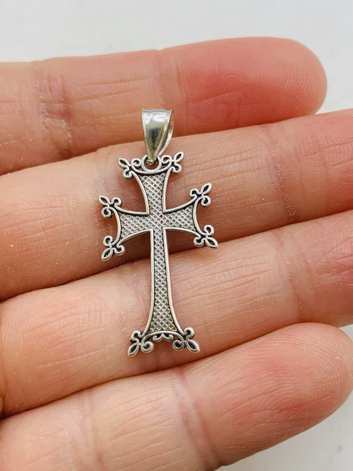Vintage Sterling Silver 925 Religious Armenian Khachkar Cross Apostolic Charm