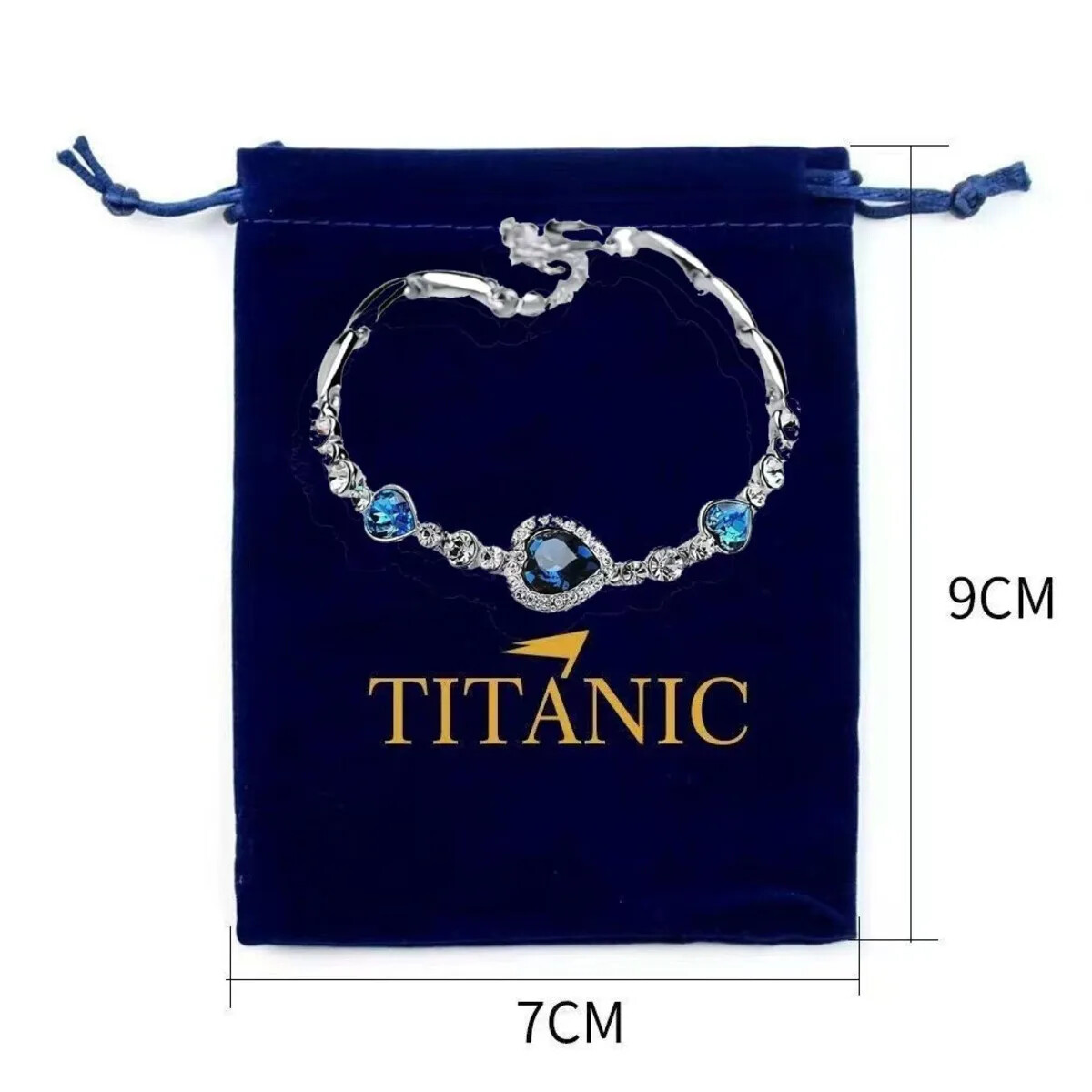 Titanic Heart Of the Ocean Women Blue Crystal Necklace with Luxury Velvet Bag