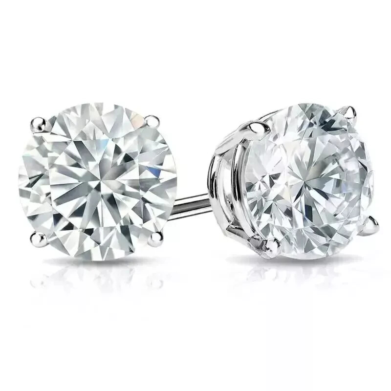 3 CTTW Lab Grown Diamond Stud Earrings Round E VS1 IGI 14K White Gold