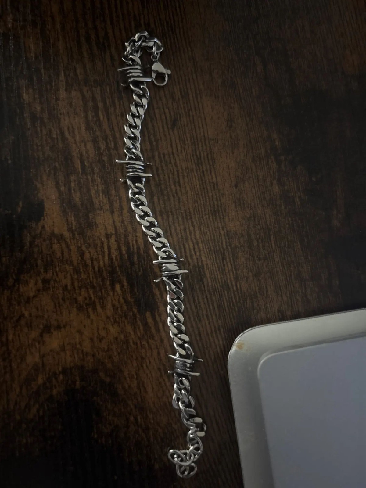 Barbed Wire Cuban Link Chain Bracelet Adjustable Stainless Steel Punk Emo 2026.