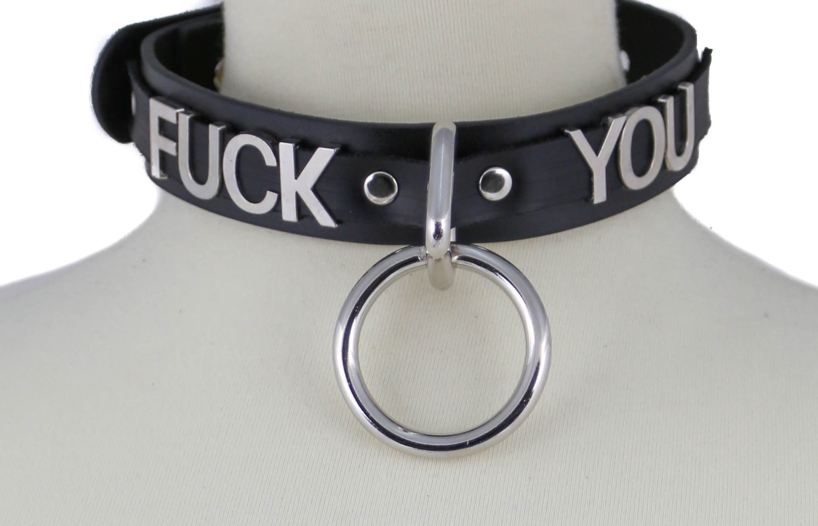 Name Bondage Collar Black O Ring Letter Slave Leather BDSM Choker Slut Choker