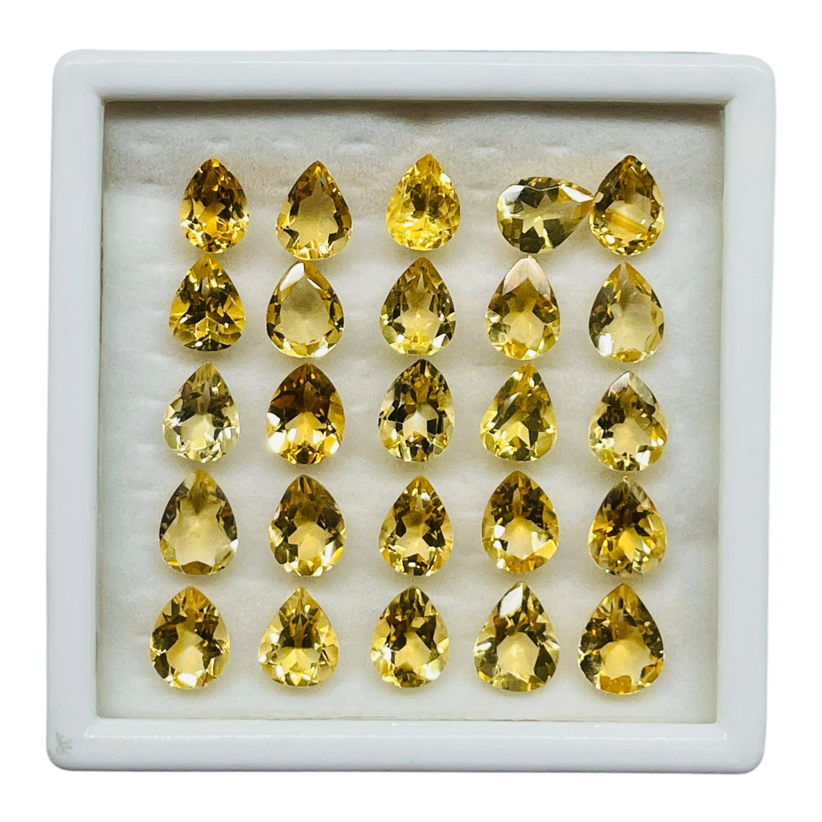 VVS 25 Pcs Natural Brazilian Citrine 9-10mm Pear Cut Loose Untreated Gemstones