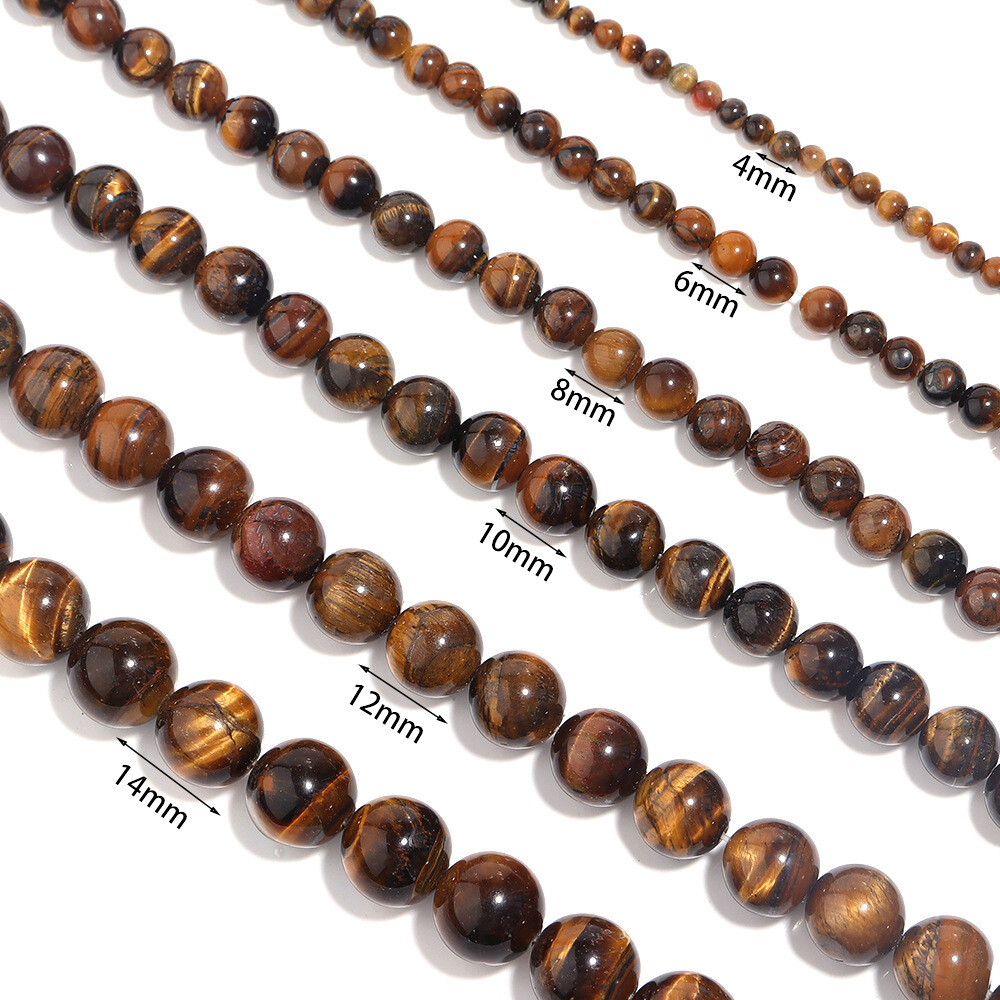 Natural Gemstone Tiger Eye Round Loose Spacer Beads For Bracelet Jewelry Making