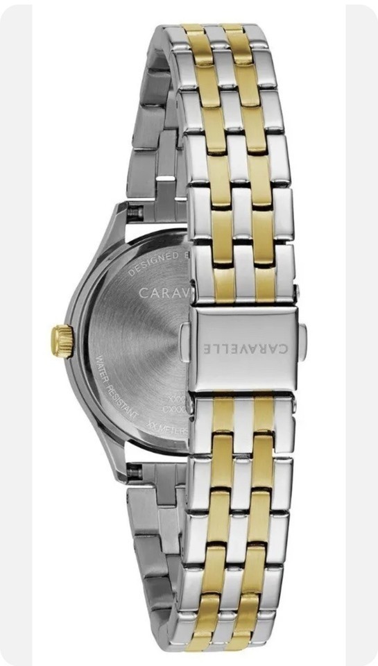Caravelle by Bulova Women’s Two-Tone Stainless Steel Watch 45M112, Silver Dial