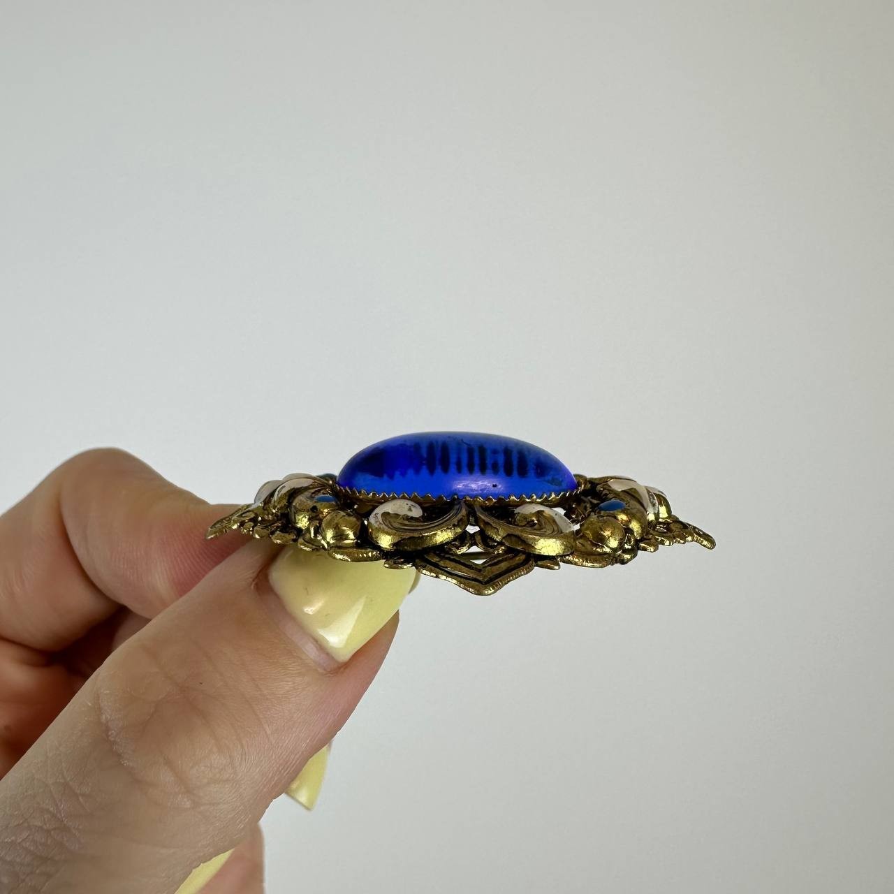 Vintage brooch Czech Republic – USSR jewelry – soviet blue stone – original