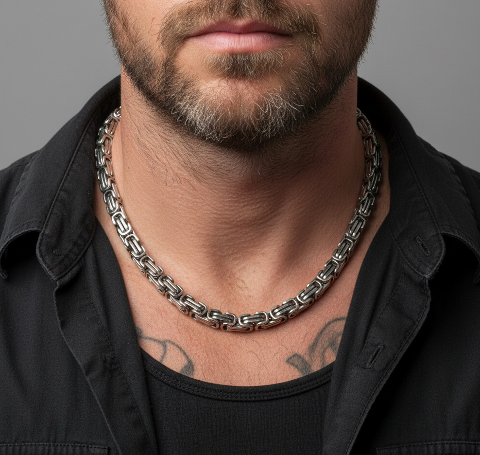 Byzantine Chain Necklace Stainless Steel 4mm / 5mm / 6mm / 7mm / 8mm / 10mm