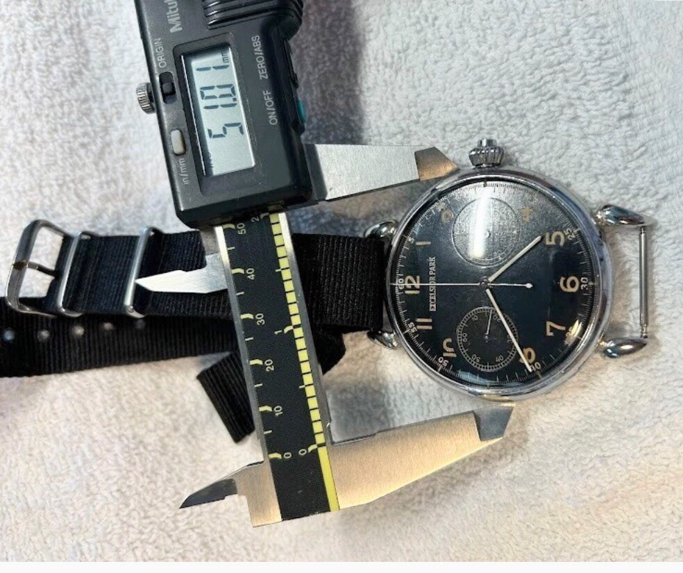 Antique Excelsior Park Chronograph Watch Black Dial – 17JL Swiss Made 1920-1930s