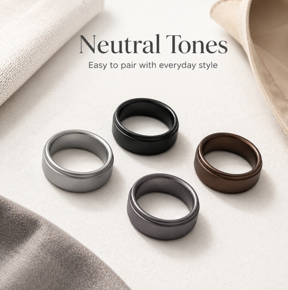 4-Pack Silicone Wedding Rings, Unisex Rubber Bands for Active Lifestyles & Sport