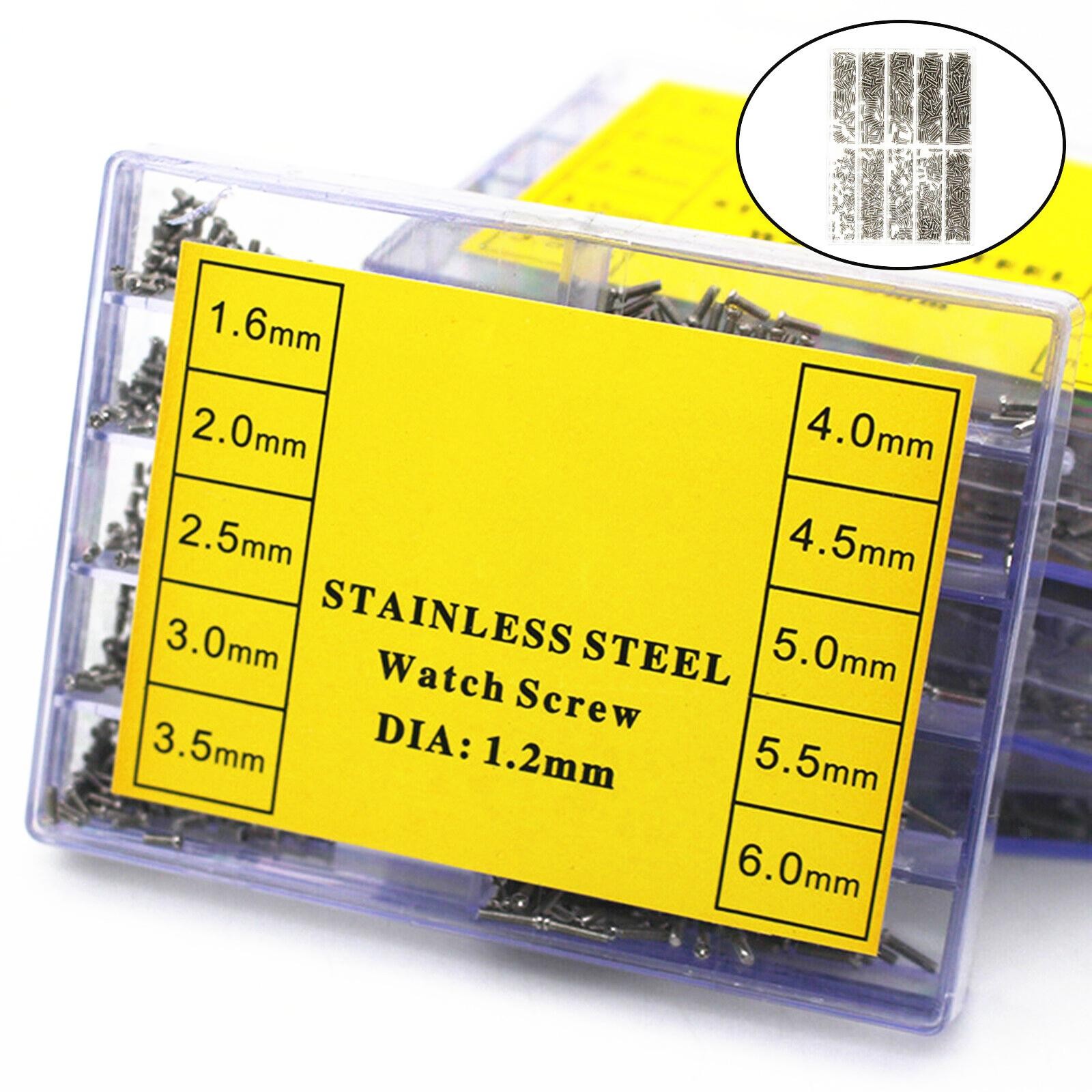 600PCS Steel Watch Back Cover Screw Phillips Watch Repairing Tools W/Box