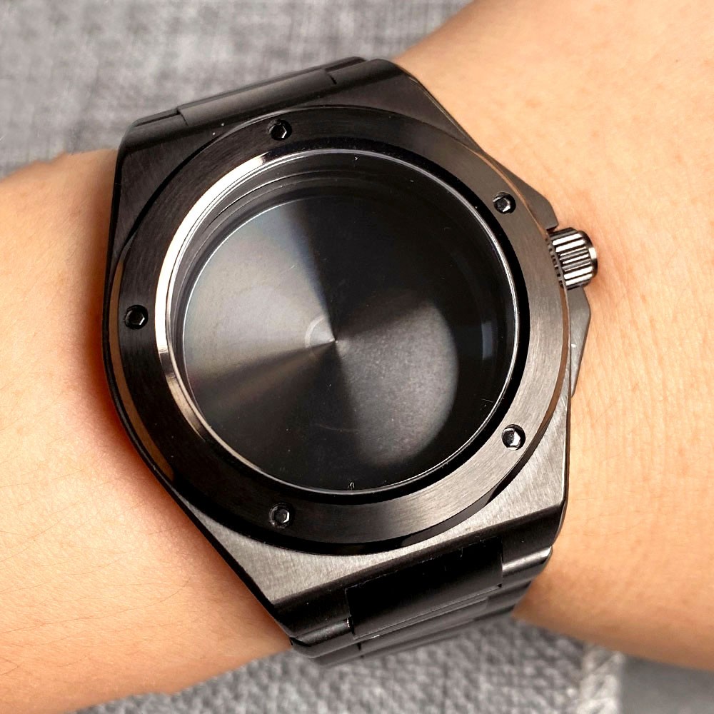 PVD Black 40mm Sapphire Dive Watch Case Dial 20ATM Waterproof Fit NH35 NH36