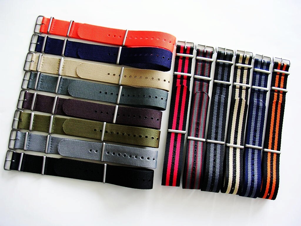 20mm Black Grey stripe NATO G10 nylon watchband strap 3 pak RAF Bonded IW SUISSE