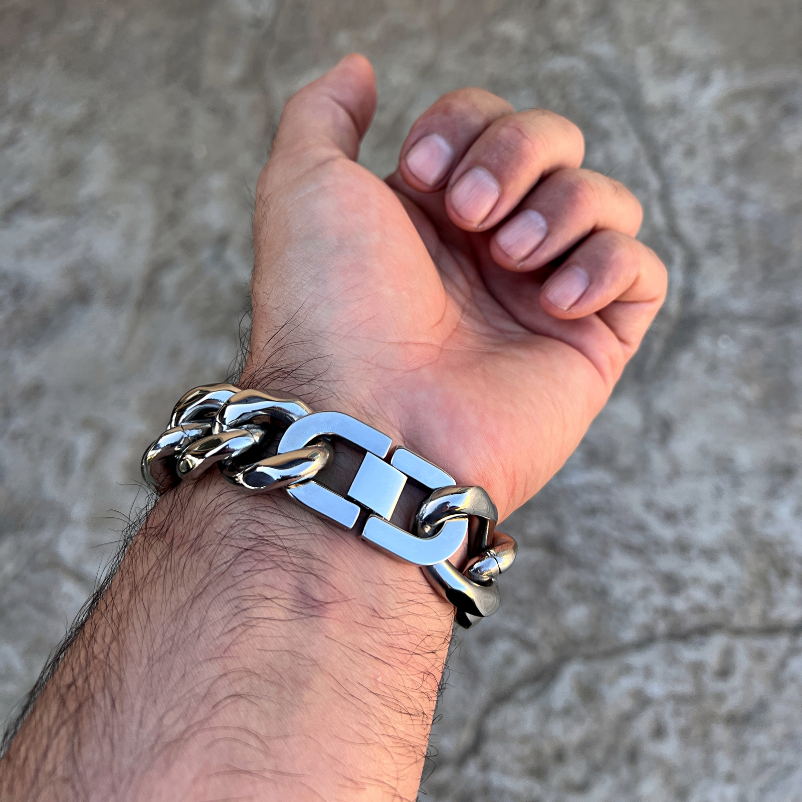Men’s Figaro Link Bracelet Heavy 316L Stainless Steel 22MM Thick 8″-9.5″ Inch