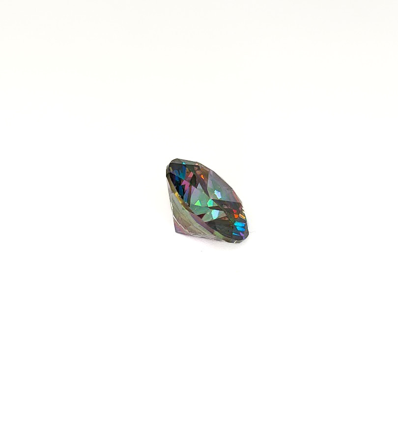 Round Faceted Mystic Rainbow Cubic Zirconia Gemstone