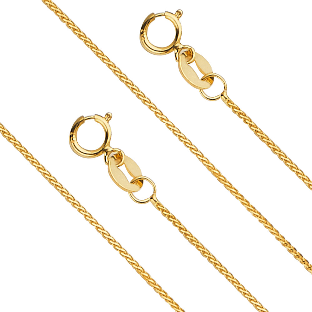 GOLD – 14K Yellow Gold 0.8mm 8 Diamond Cut Round Wheat Shiny