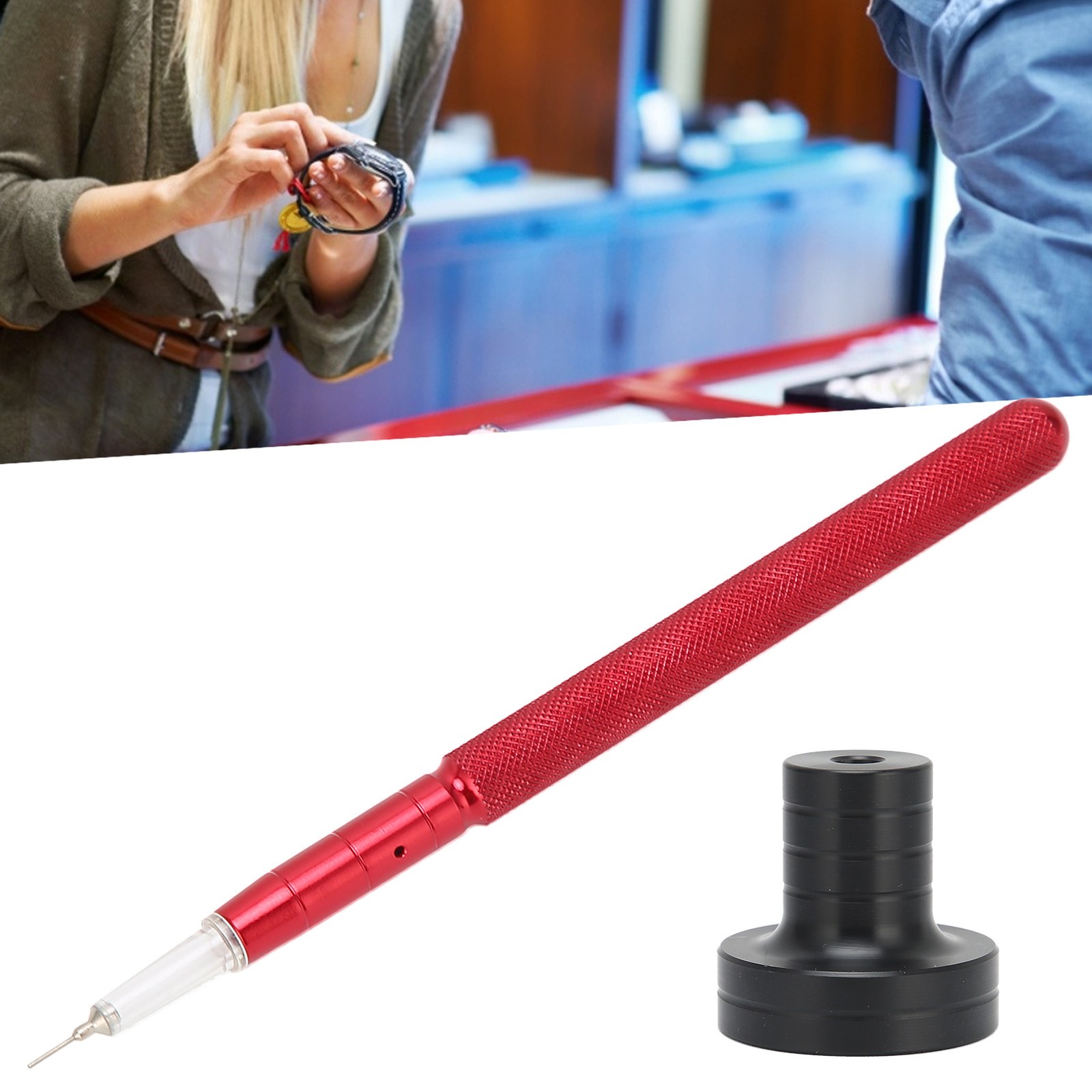 0.3*0.1mm Red Aluminum Watch Oiler Pen Lubricant Oil Pin Pen Tip with Base