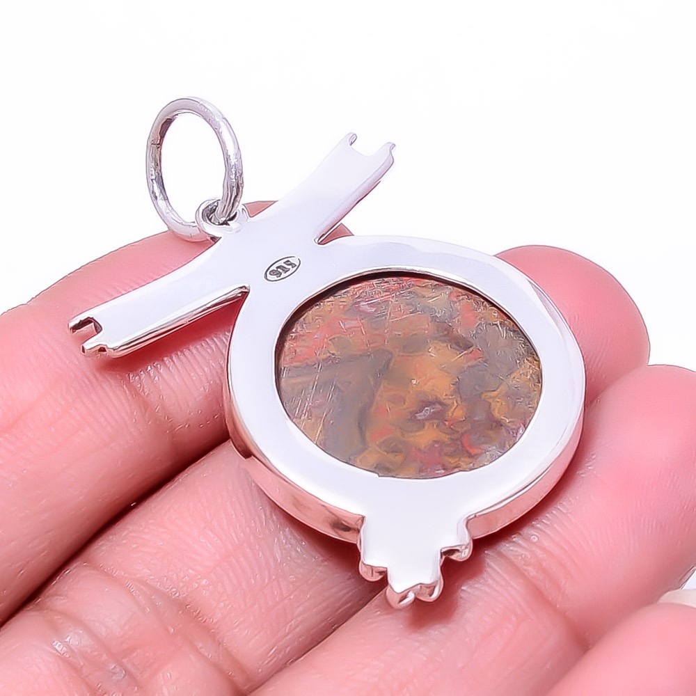 Seam Agate – Morocco Designer Handmade 925 Sterling Silver Pendant 1.76″ P8