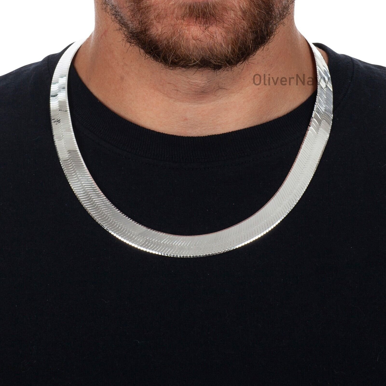 925 Sterling Silver 14mm Herringbone Necklace Italian Chain – All Sizes