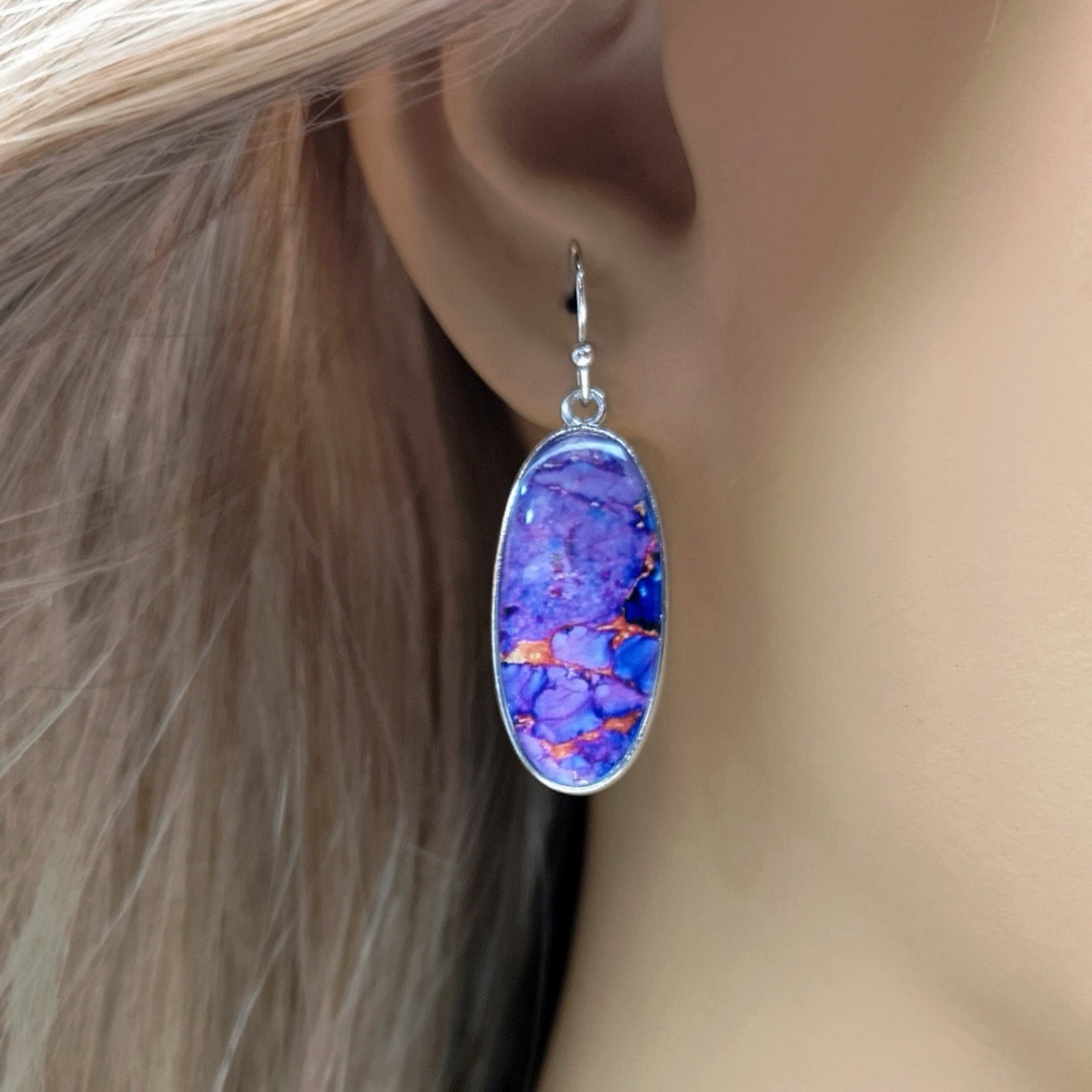 Women Multi-Color Turquoise Earrings Silver Hook Pearl Drop Dangle Jewelry C7