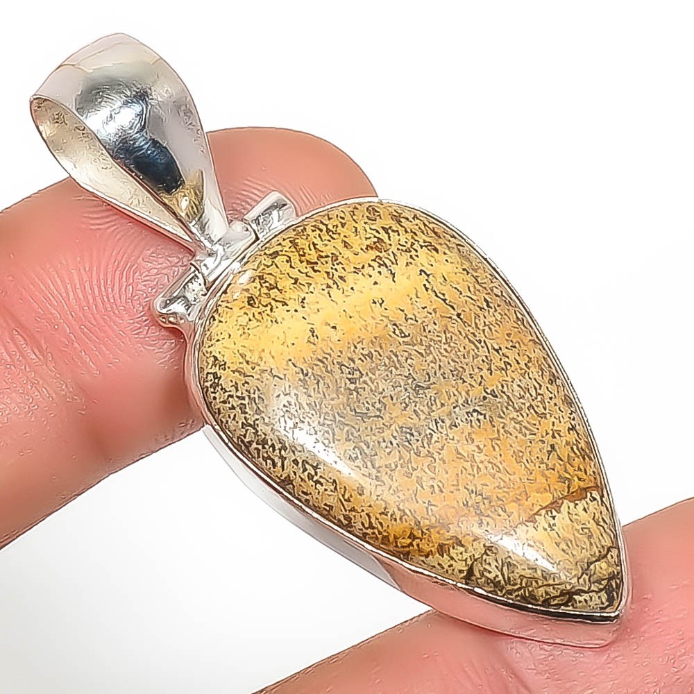 Natural Picture Jasper Gemstone 925 Silver Plated Pendant 1.95″ Tp7785-622