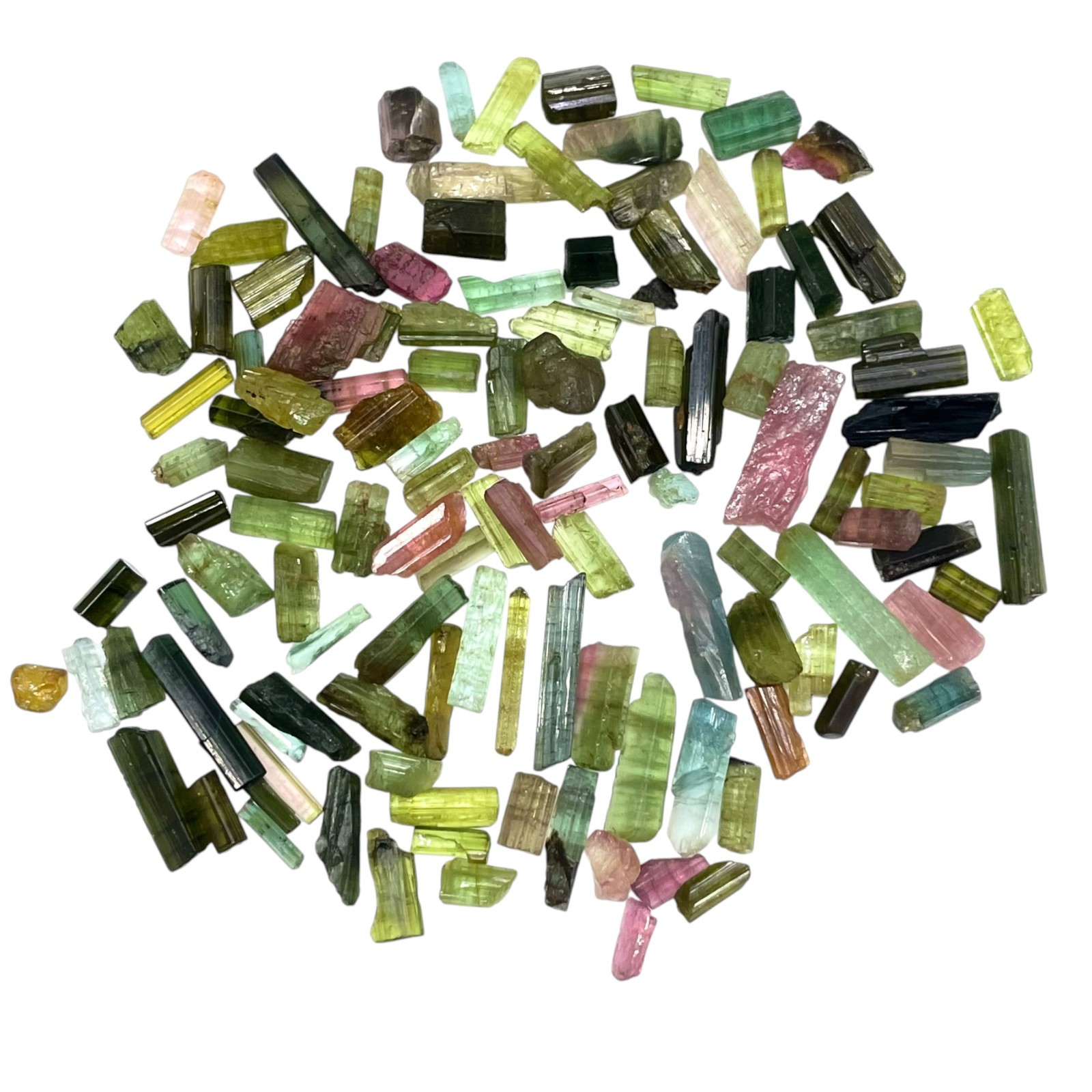 120 Pcs Natural Tourmaline 4-15mm Multi Color Rough Stick Loose Gemstones Lot