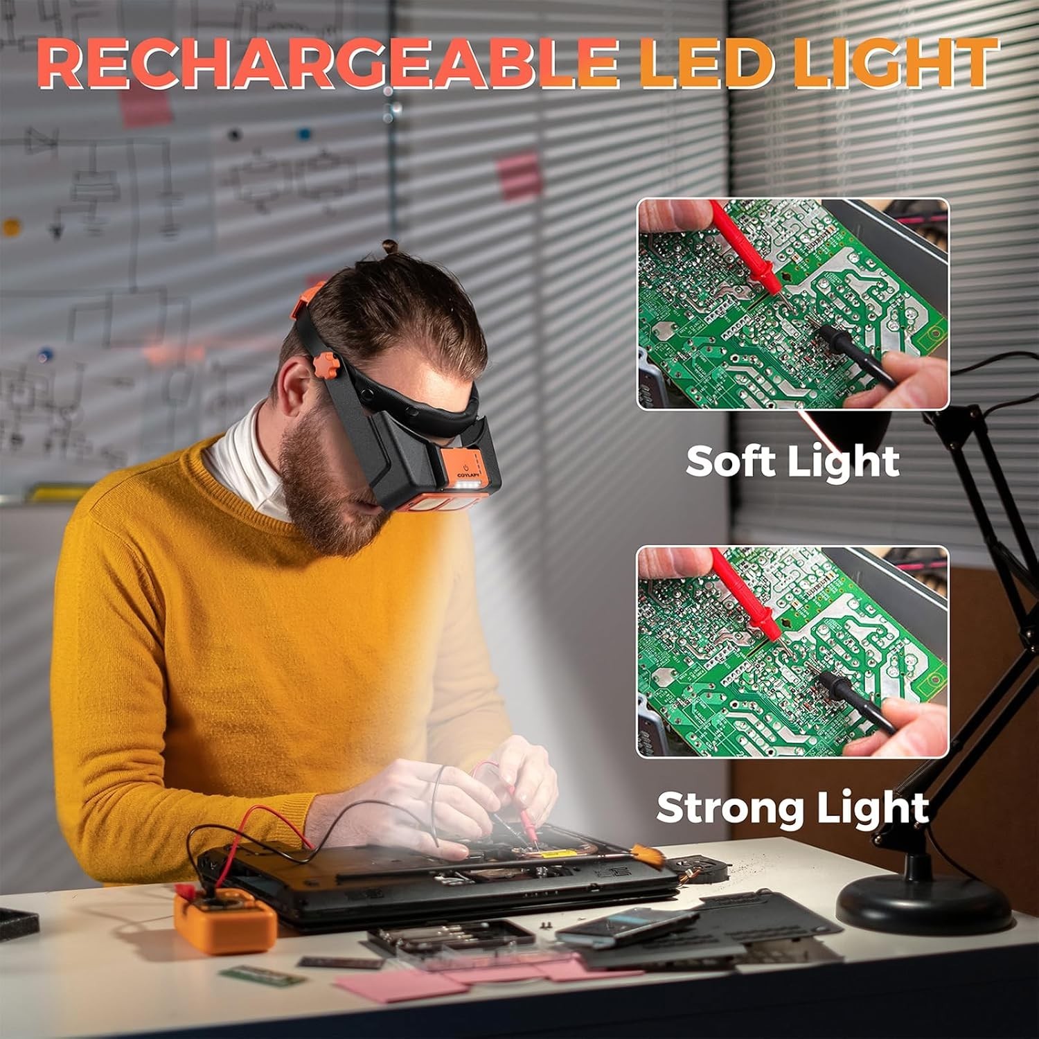 Headband Magnifier with Light Jeweler Magnifying Glass Loupe Visor Optivisor NEW