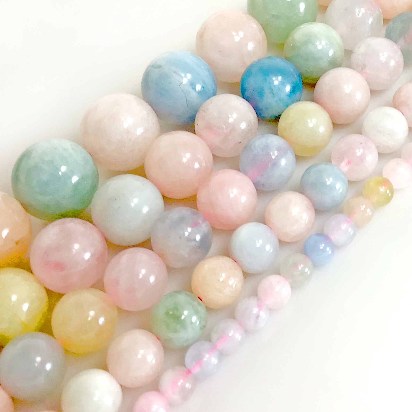Genuine Natural Morganite Smooth Round Beads 15″ strand 4mm 6mm 8mm 10mm 12mm