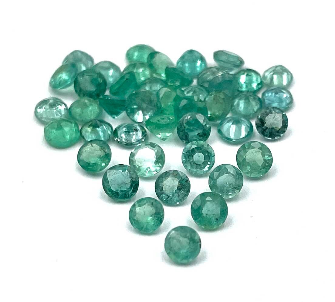 Natural Zambian Emerald Round Cut Loose Gemstone Lot 5 Pcs 4 MM 1 CT