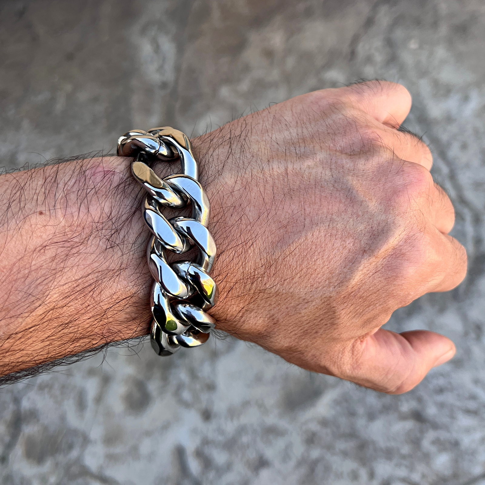 Men’s Figaro Link Bracelet Heavy 316L Stainless Steel 22MM Thick 8″-9.5″ Inch